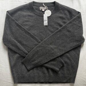J Crew Perfect Cashmere Crewneck Sweater in Charcoal Grey XS